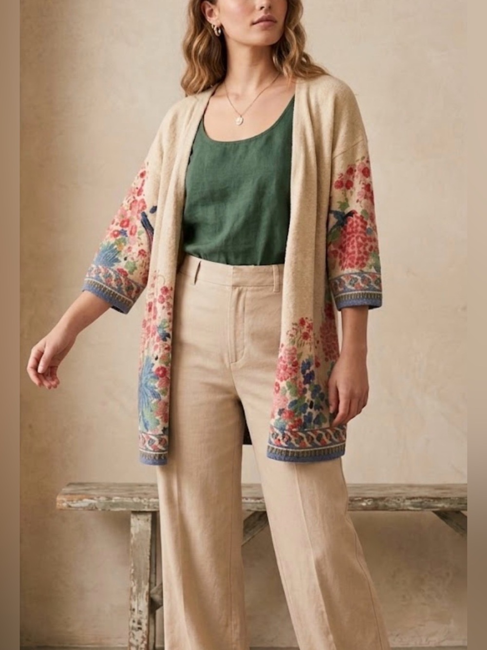🌸Anthropology Guinevere floral knit kimono cardigan🌸